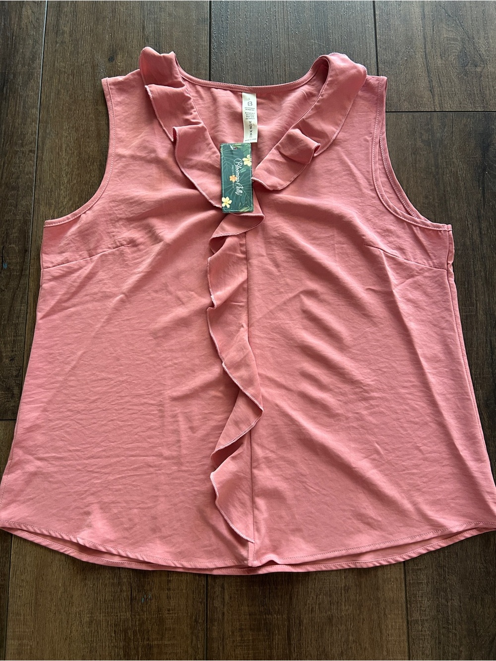 Blooming Jelly NWT Pink Ruffle V-Neck Sleeveless Blouse Top Size L